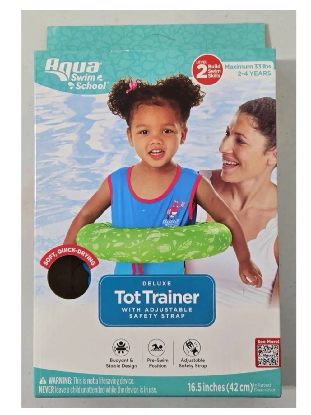 New Aqua Swim Float Vest 2-4 Year Boys Toddler Level 2 Pool Beach Blue Green NWT